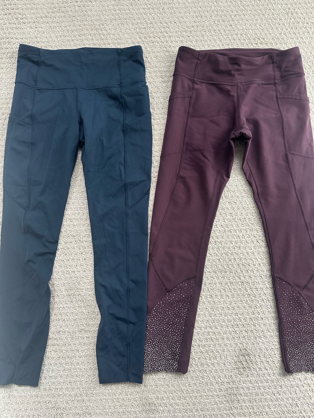 Women’s  Lulu Lemon Performance Leggings - Navy and Deep Plum